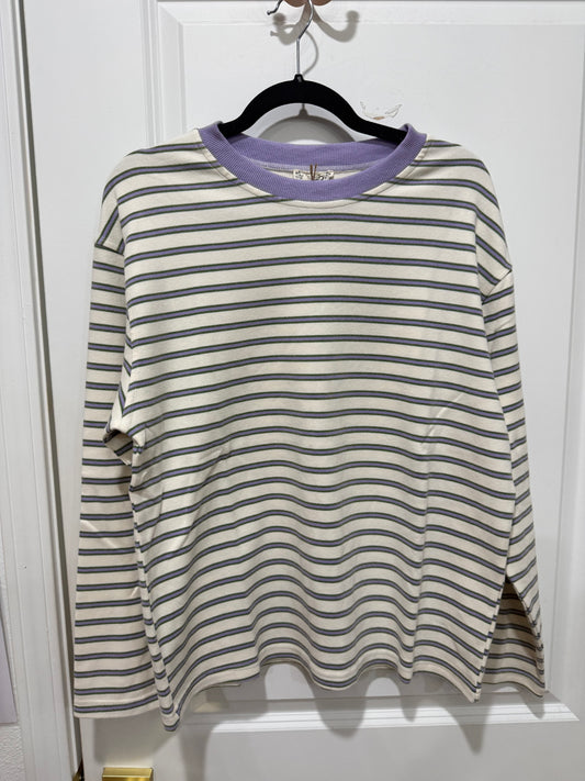 Ivory/Lavender Stripe top