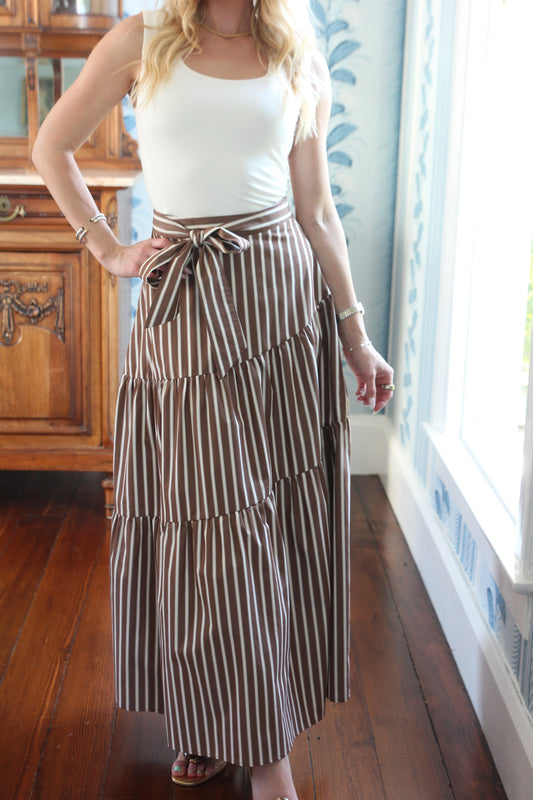Karlie Ann mocha stripe skirt