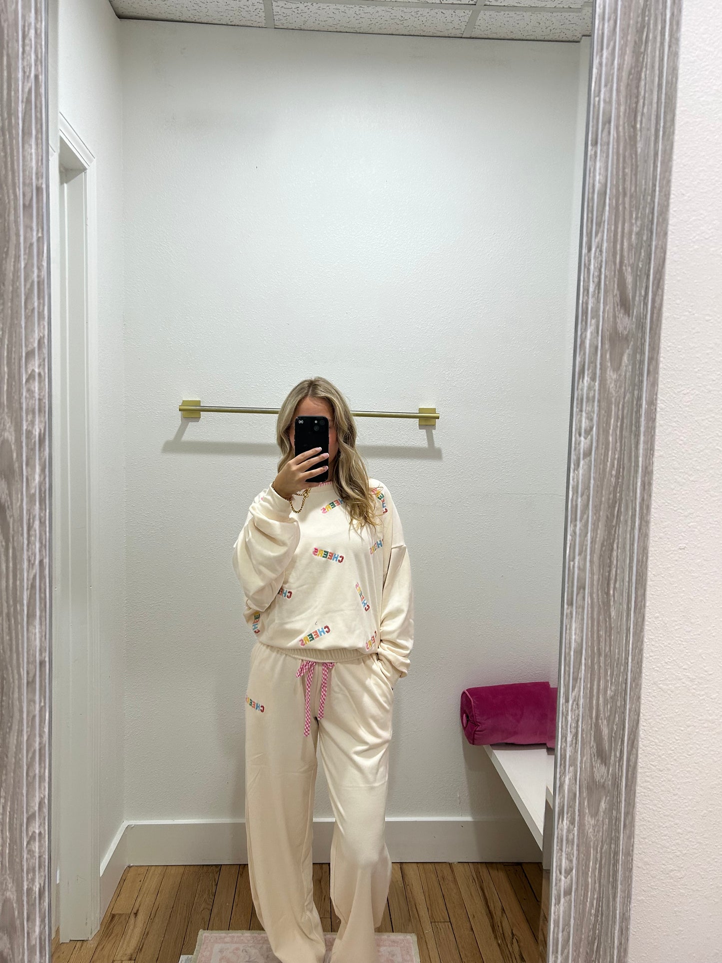 Cheers blanket stitch pant set