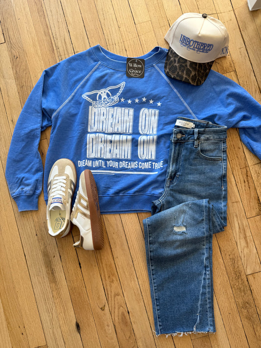 recycled karma aerosmith sweatshirt electric blue