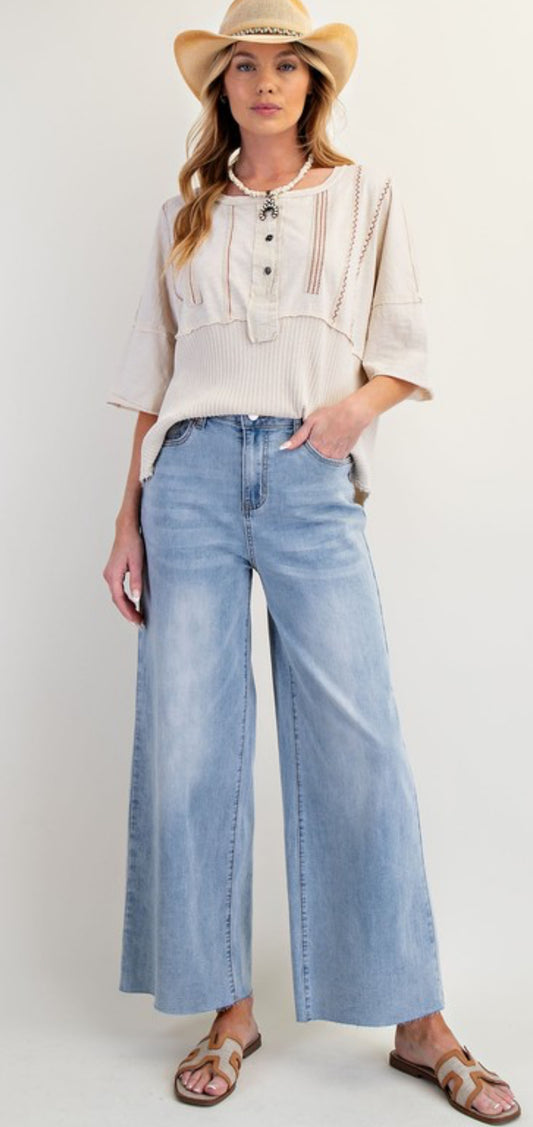 Washed Denim easy pant