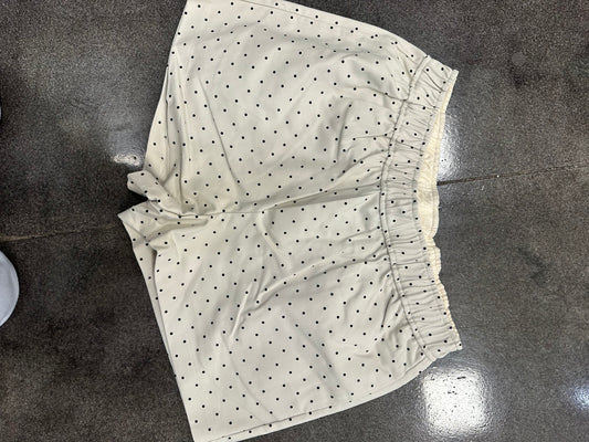 cream polka dot twill shorts