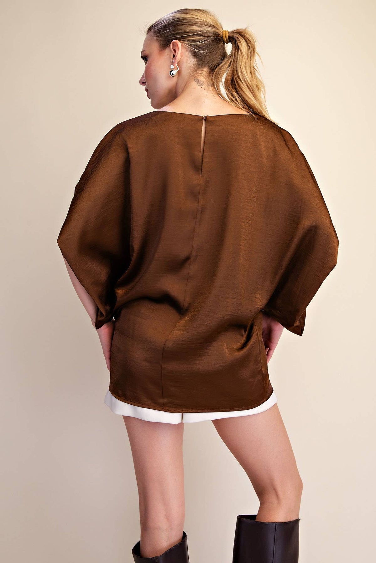 Drop Shoulder Flowy Wide Sleeve Oversized Top