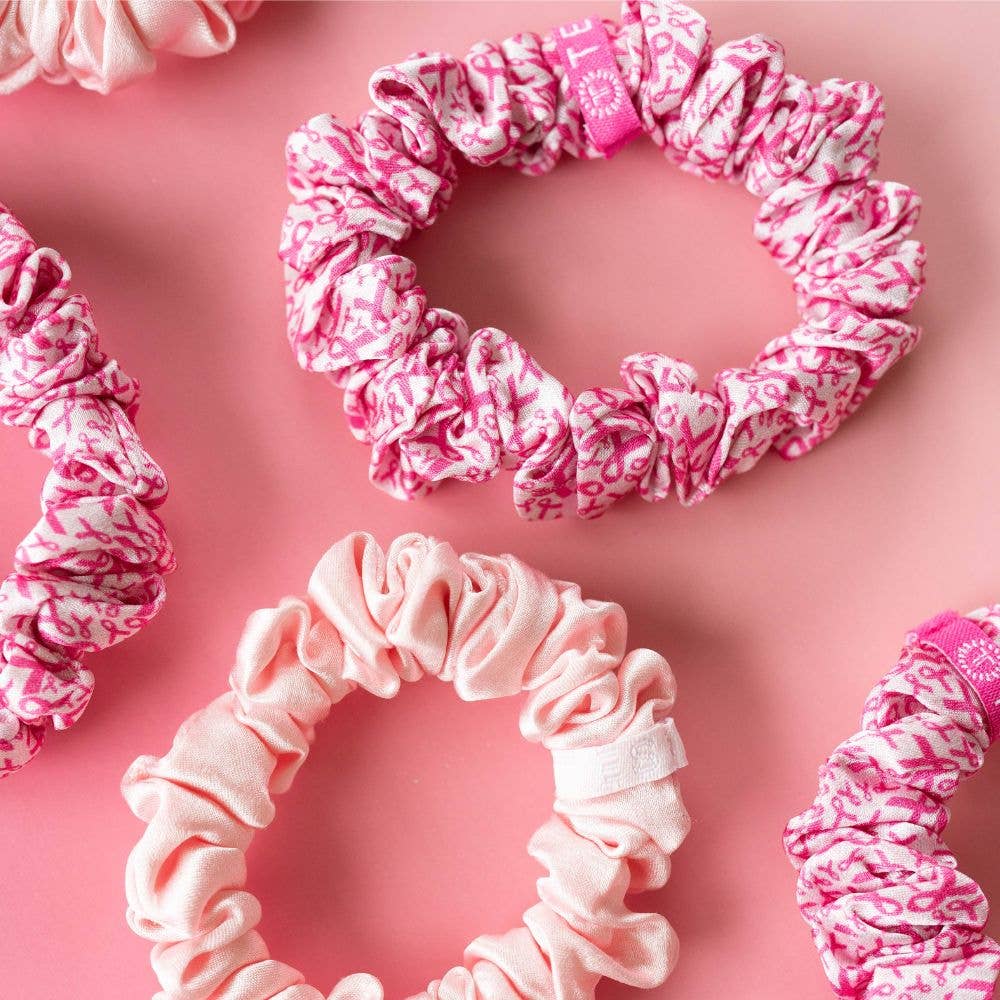 Silk Hair Scrunchies | Small | Pink Ribbon Power