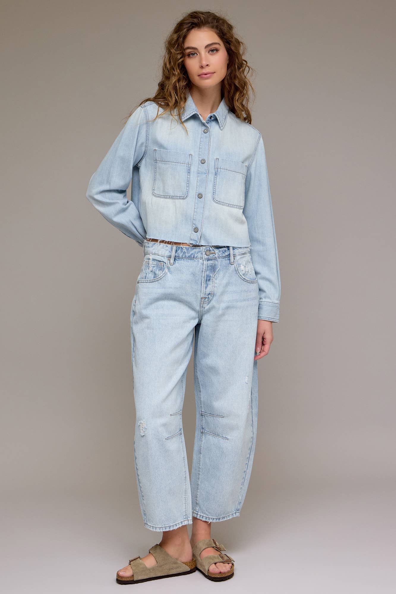 Light Wash 25" Inseam Crop Barrel Fit