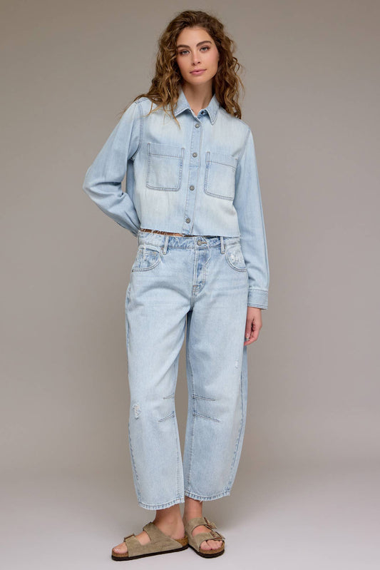 Light Wash 25" Inseam Crop Barrel Fit