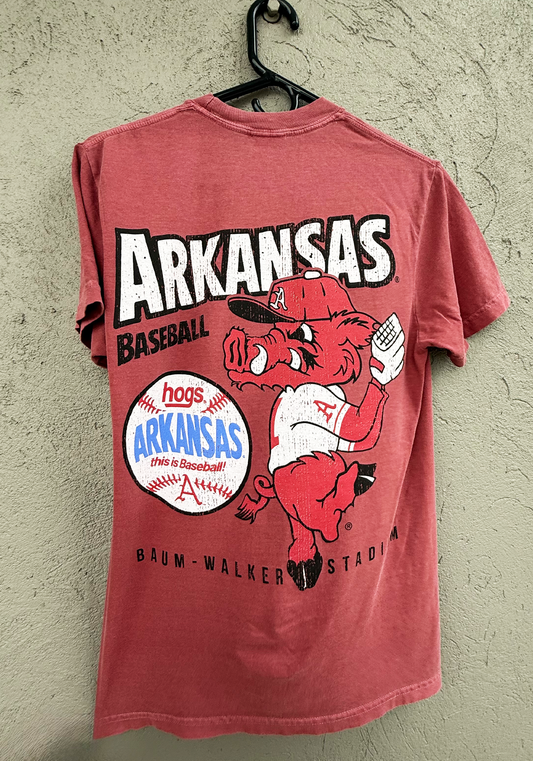 Arkansas Baseball Pitching Ribby Short Sleeve