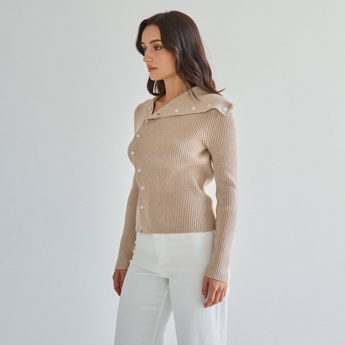 Asymmetrical button sweater