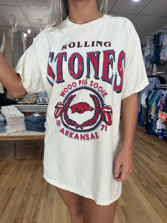 LivyLu Rolling Stones Razorback College Seal thrifted tshirt