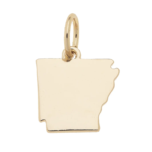 Arkansas Shaped State Charm in Shiny Gold
