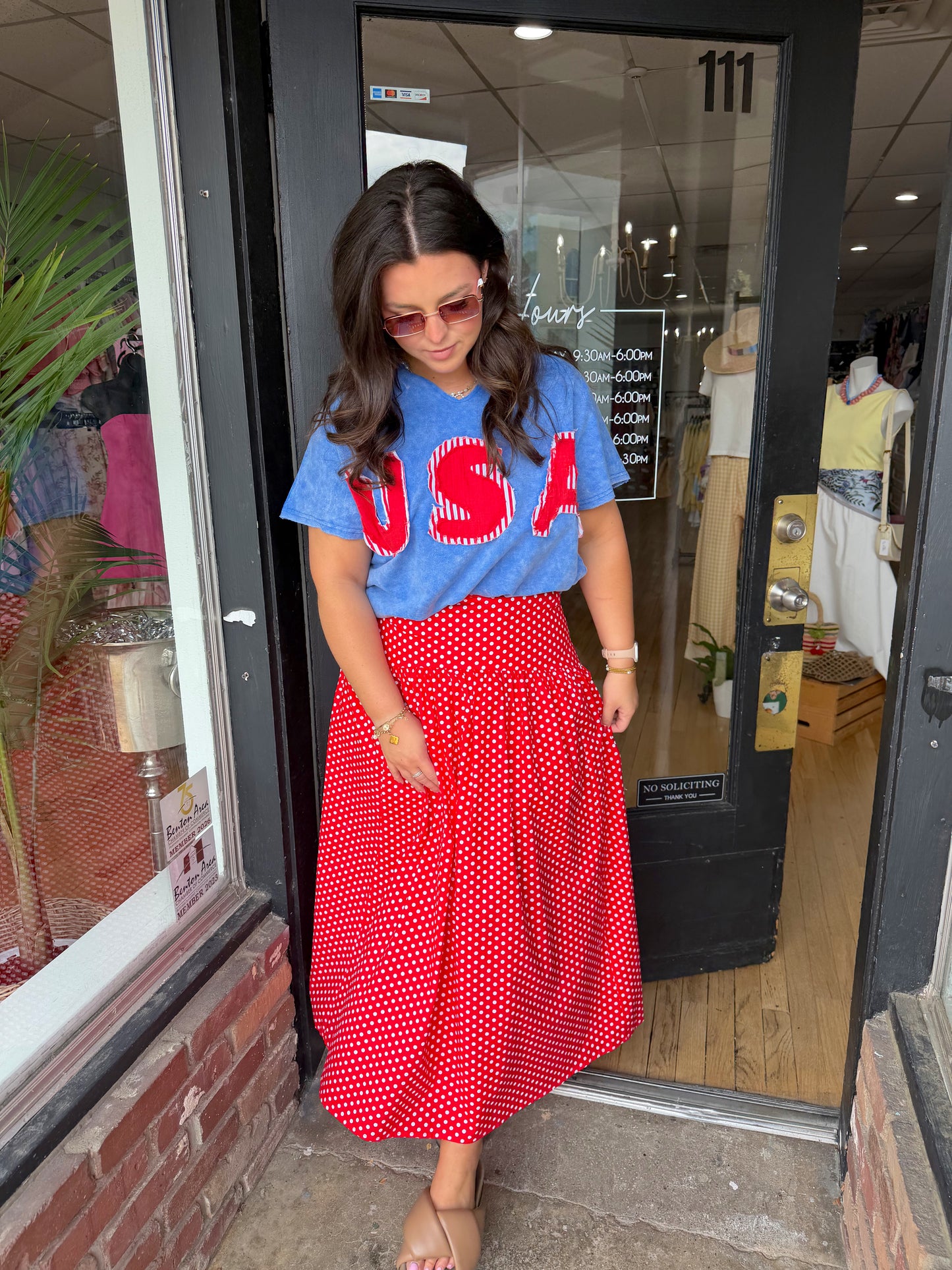 POLKA DOT FLARED MAXI SKIRT