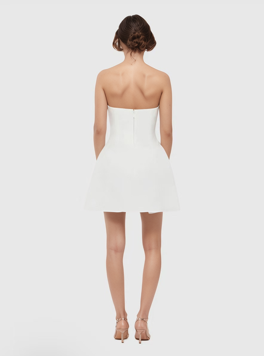 DR840Y Women’s Strapless Dress with 3D Floral Beaded Detail