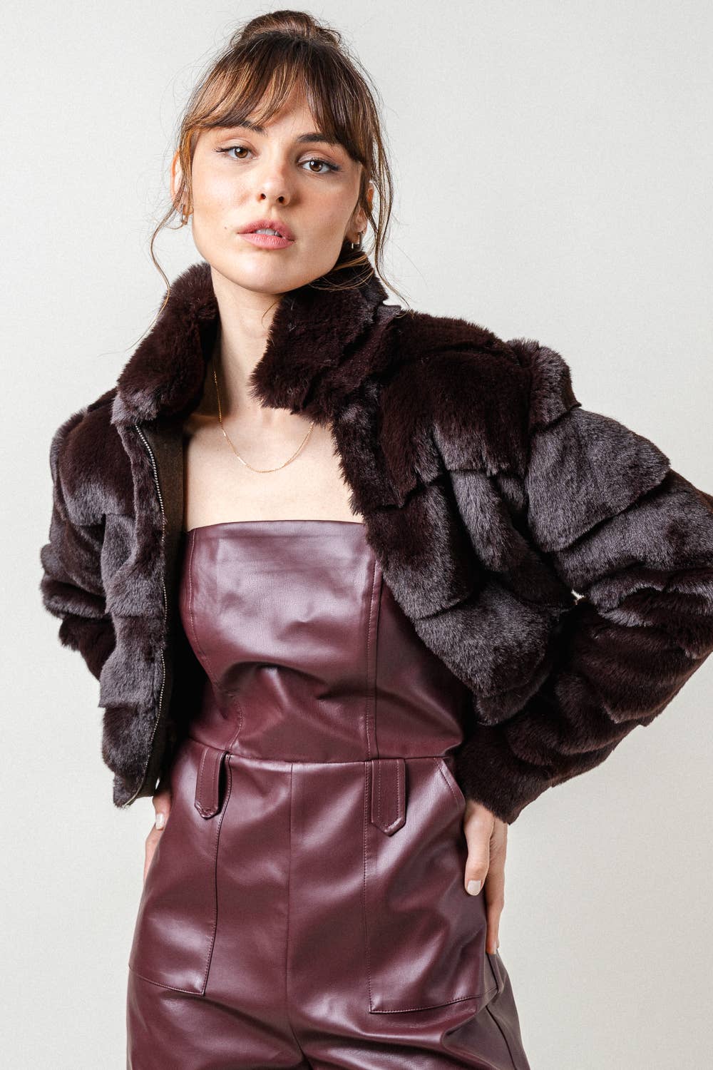 CHIC SOFT COZY STATEMENT COLLARED FAUX FUR JACKET