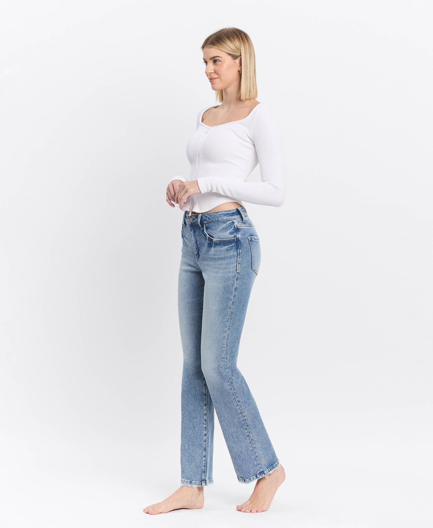 HIGH RISE FULL LENGTH BOOTCUT JEANS  Glamour