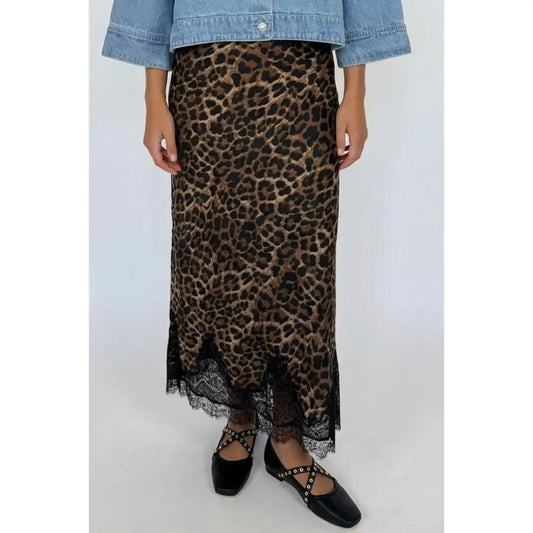 Leopard silk skirt