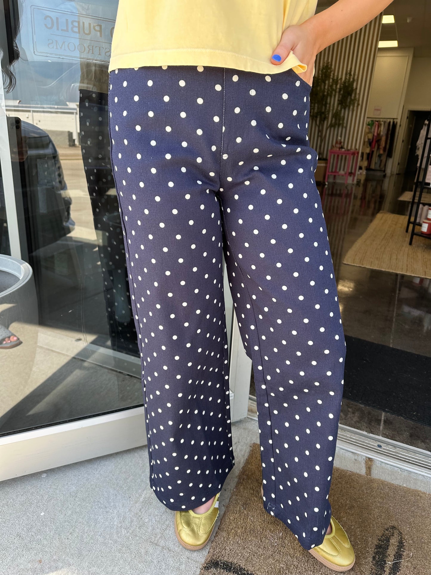 Navy Polka Dot Pant