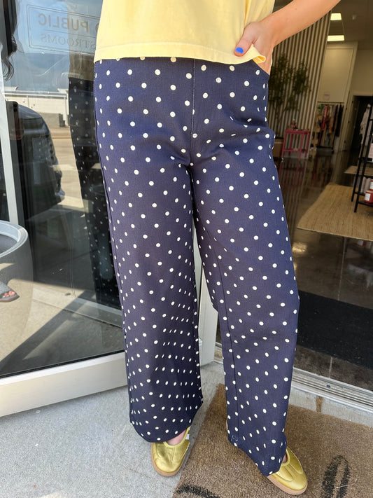 Navy Polka Dot Pant