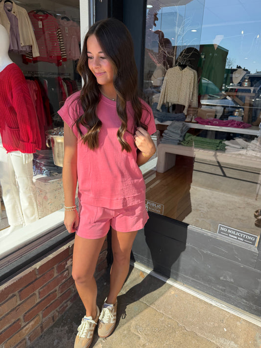 taffy pink short set DZ