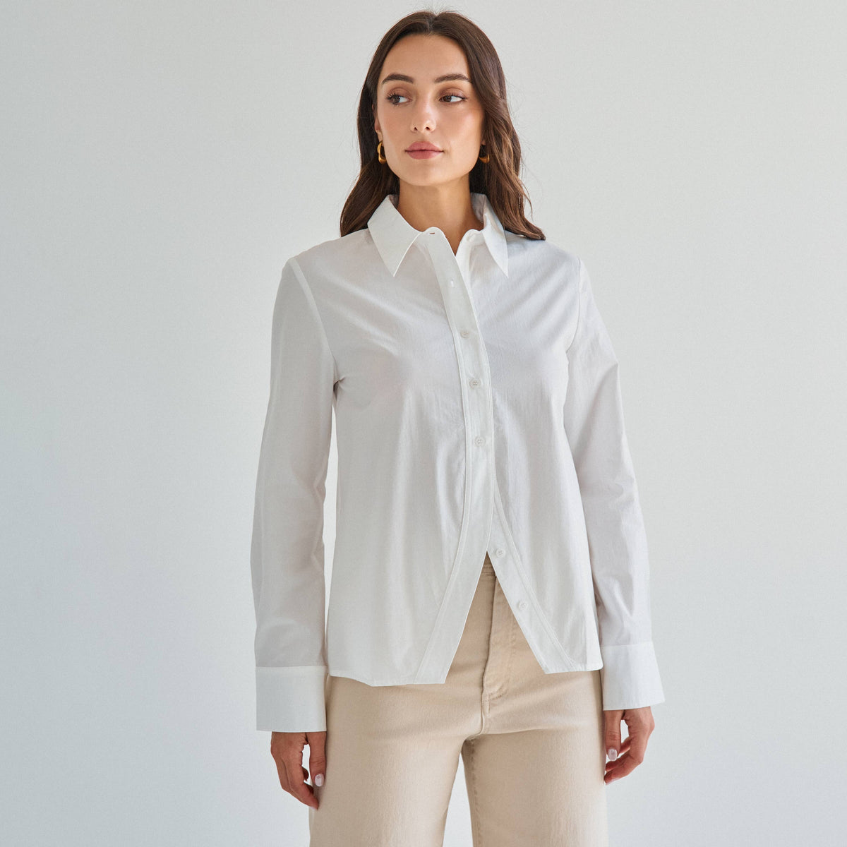 Split front button down shirt