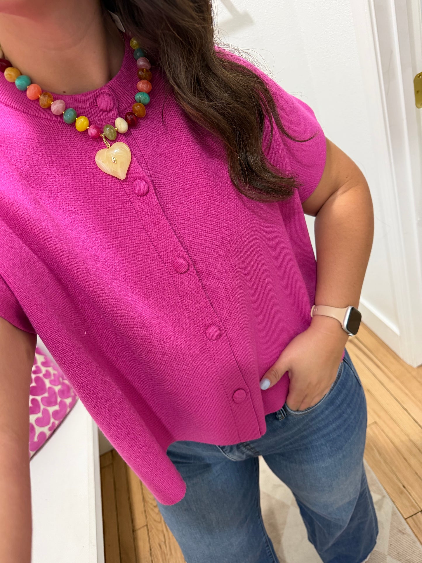 Button Cap Sleeve Sweater (multiple colors)