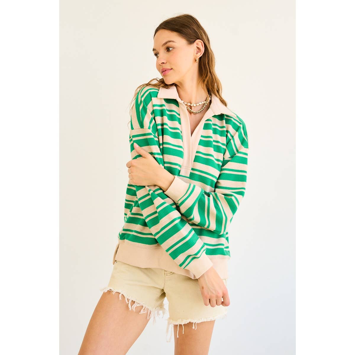 Striped Collared Pullover