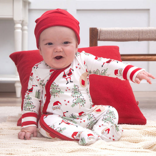 Baby's Christmas Santa Bamboo Zipper Romper