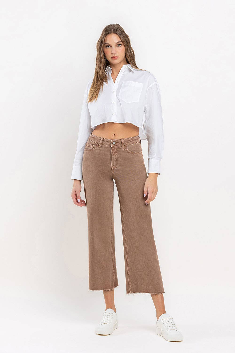 HIGH RISE CROP WIDE LEG JEANS