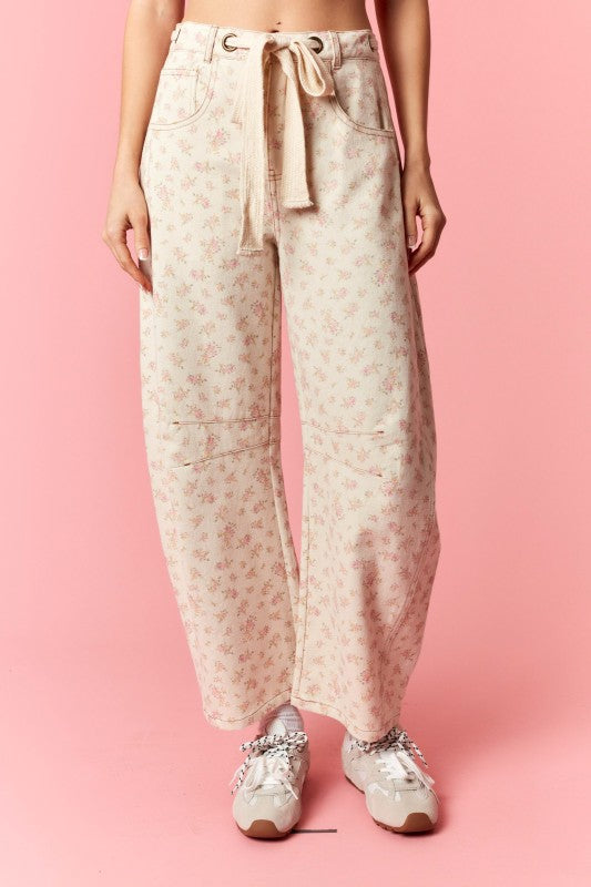 Floral barrell pant - pink