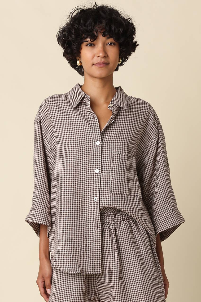 Gabi Gingham Linen Shirt