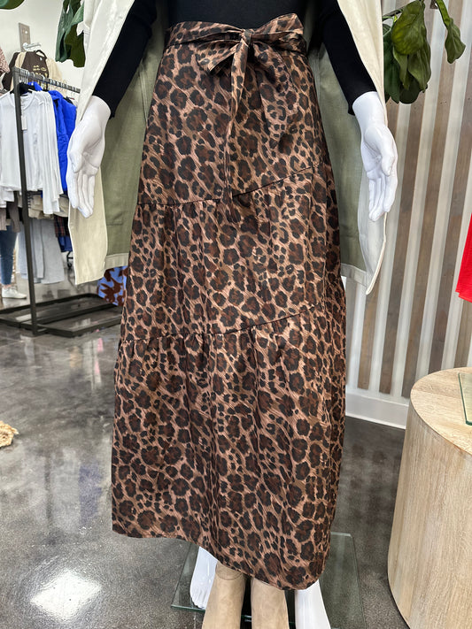 Karlie leopard tie maxi skirt