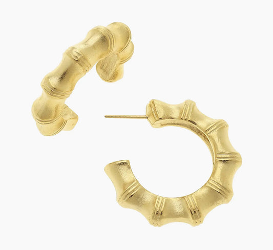Small Gold Bamboo Hoop Earrings - Susan Shaw