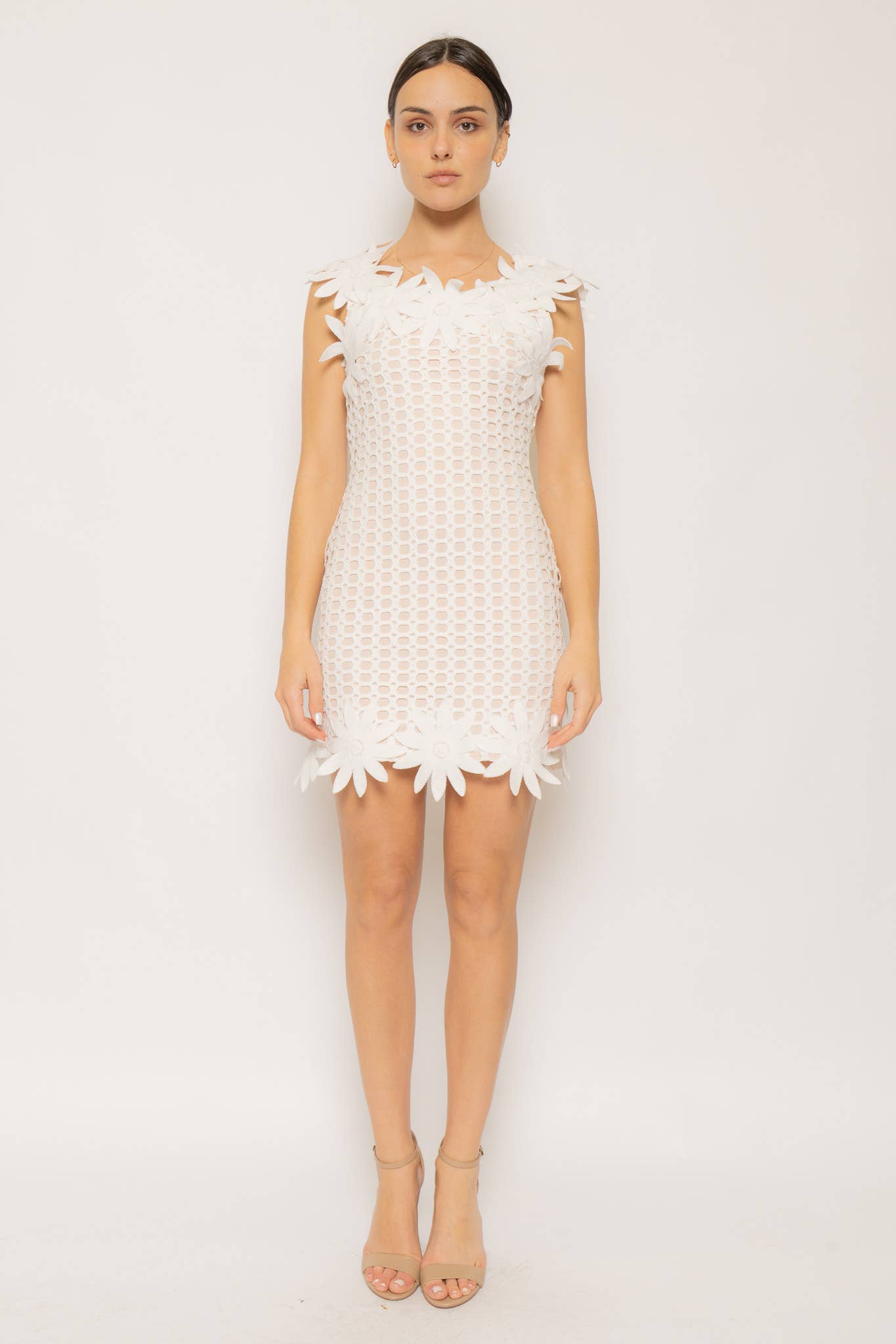 FLOWER KNITTING MINI DRESS