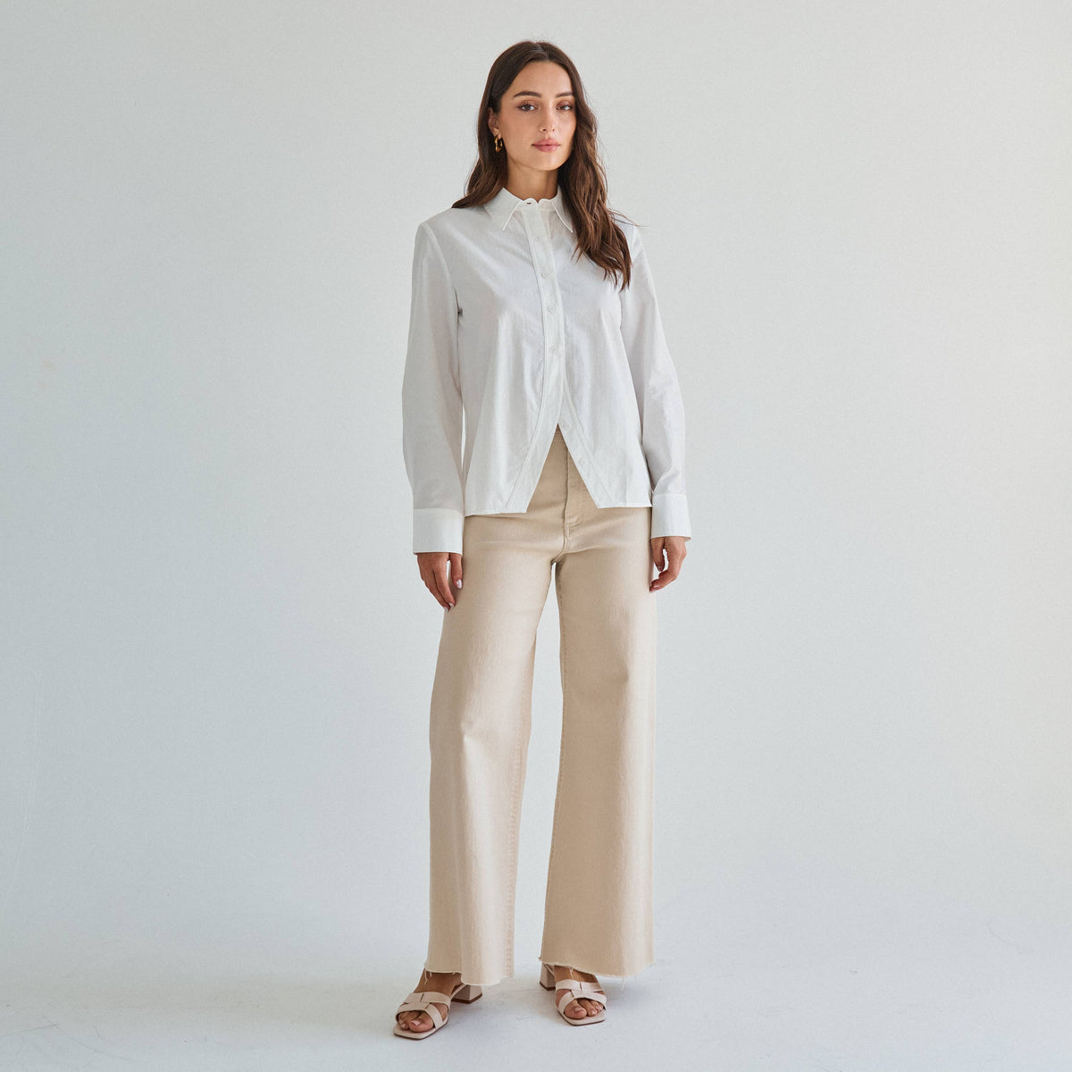 Split front button down shirt