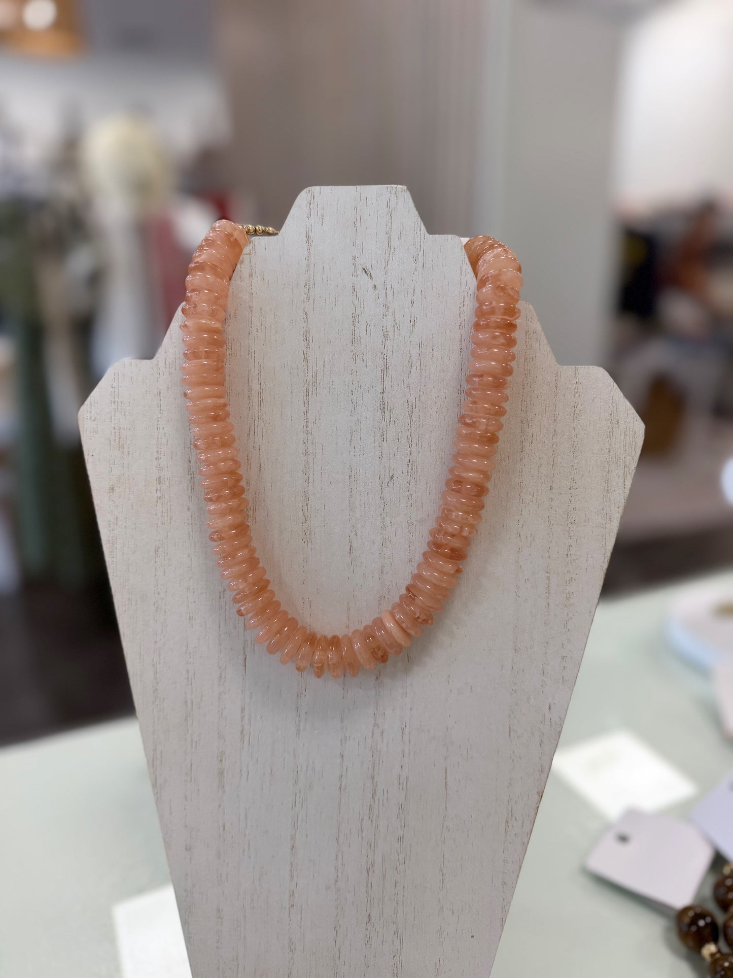 Peach bead necklace