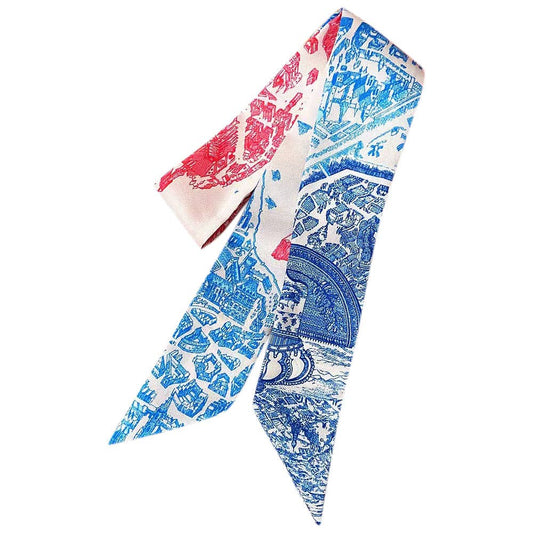 Knotted Red, White and Blue Scarf Necklace UU