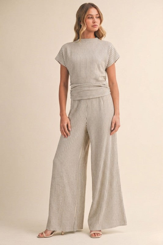 striped linen jumpsuit