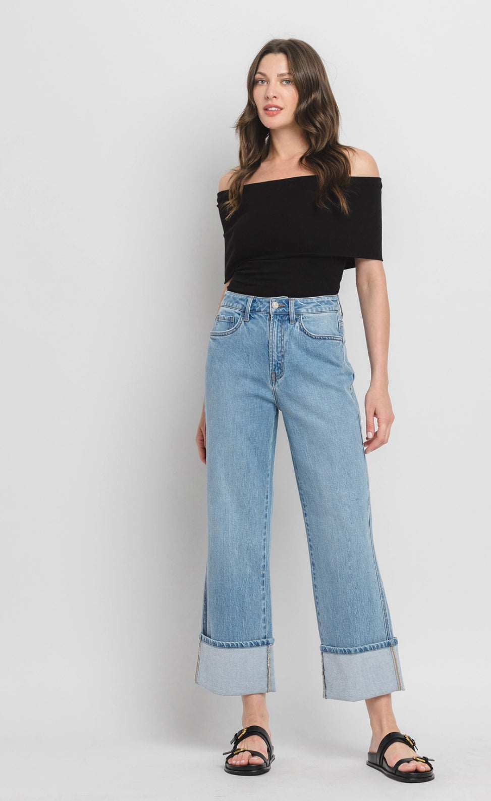 Super High Rise Cuffed Baggy Straight Jeans - Enrapture
