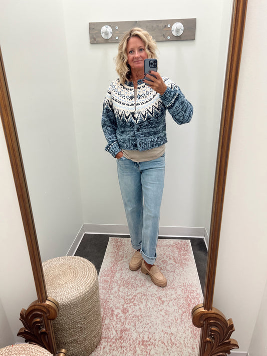 North Sea Fairisle Cardigan Blue Velvet Heather- ZSupply