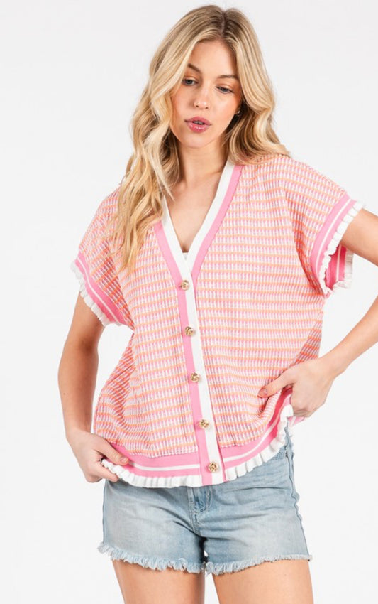 Gingham Button Up Cardi (multiple colors)
