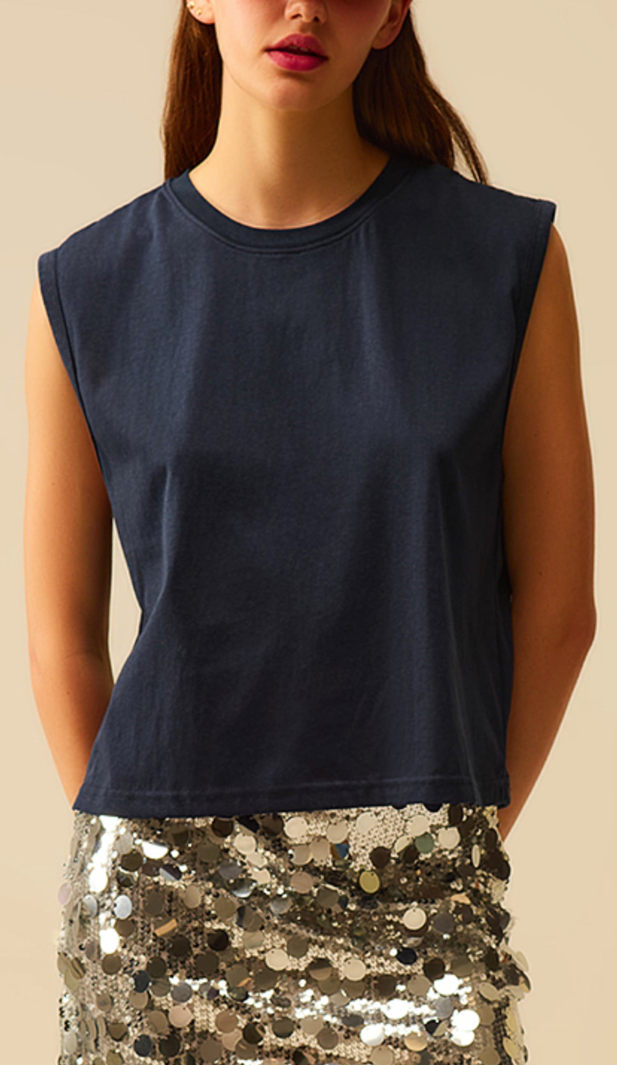 Navy Sleeveless Tee