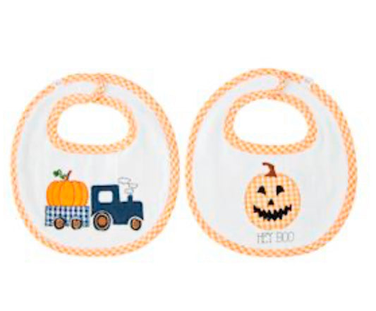 ORANGE PUMPKIN REVERSIBLE BIBS