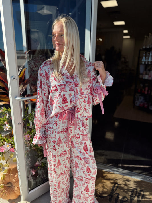 CHRISTMAS PRINTED SATIN GINGHAM TIE set