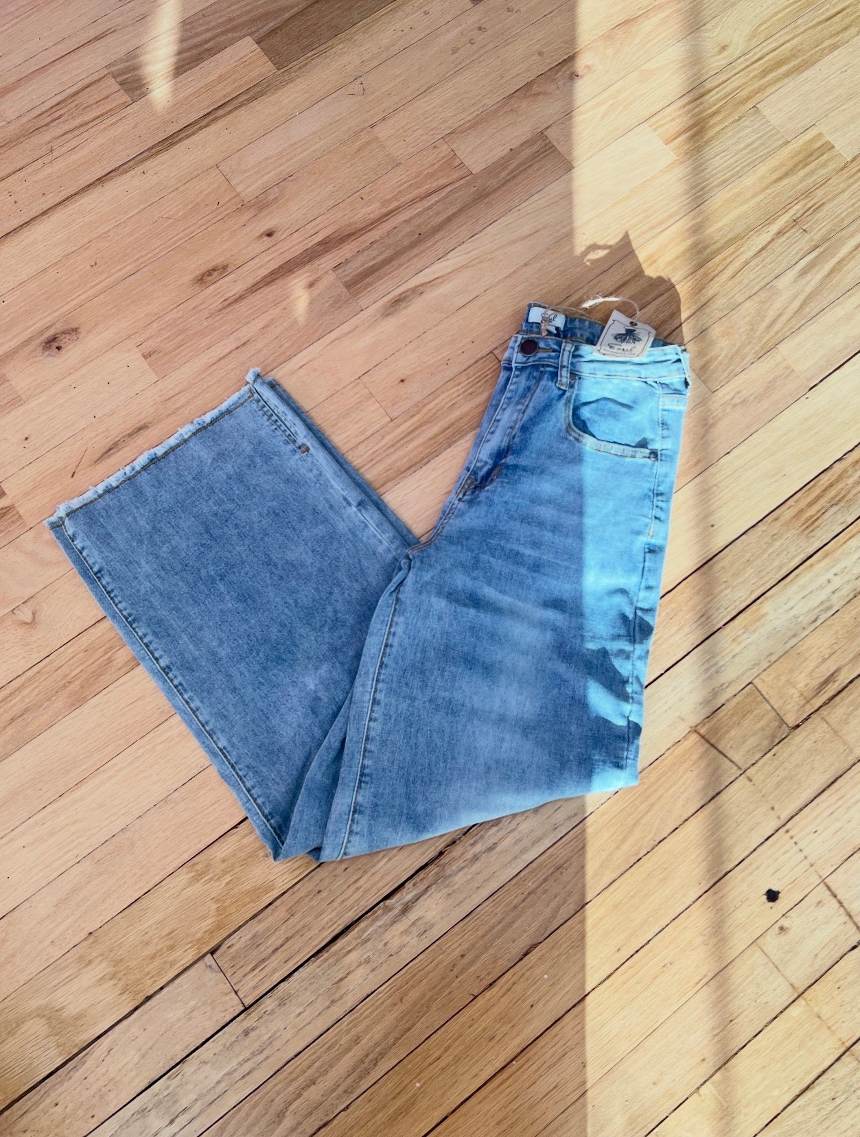 washed denim stretch pant