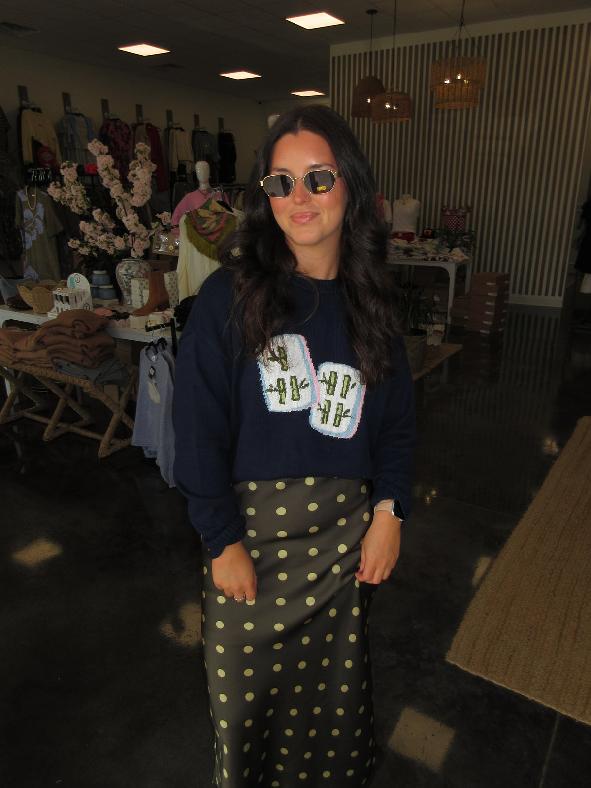 Mahjong tile navy sweater