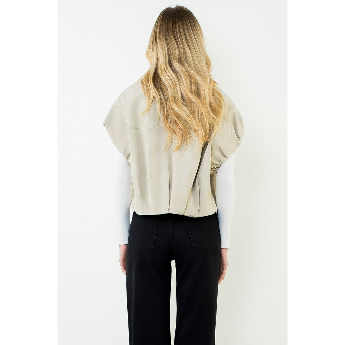 Suede zip jacket top