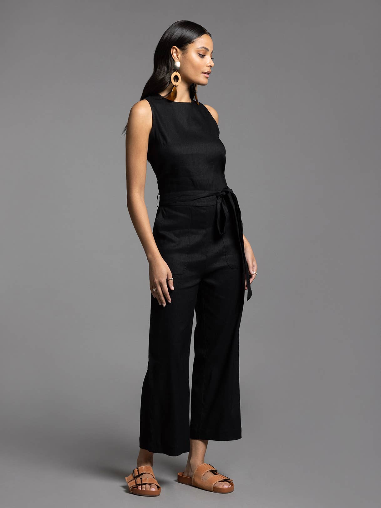Tie Waist Sleeveless Jumpsuit - UPTOWN JUMPSUIT