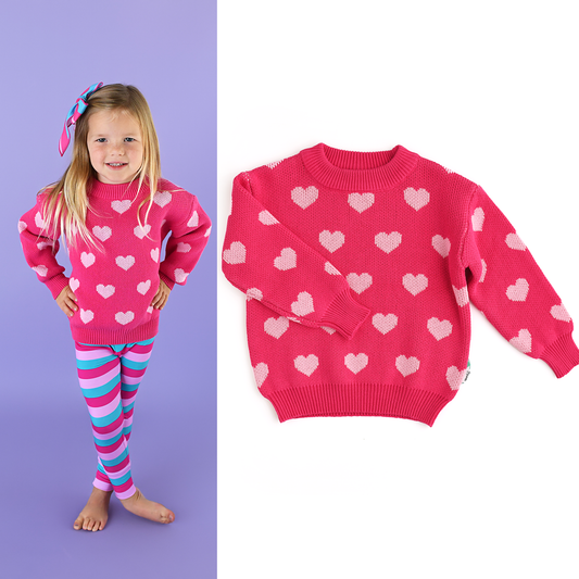 Pink Heart Sweater Light Pink