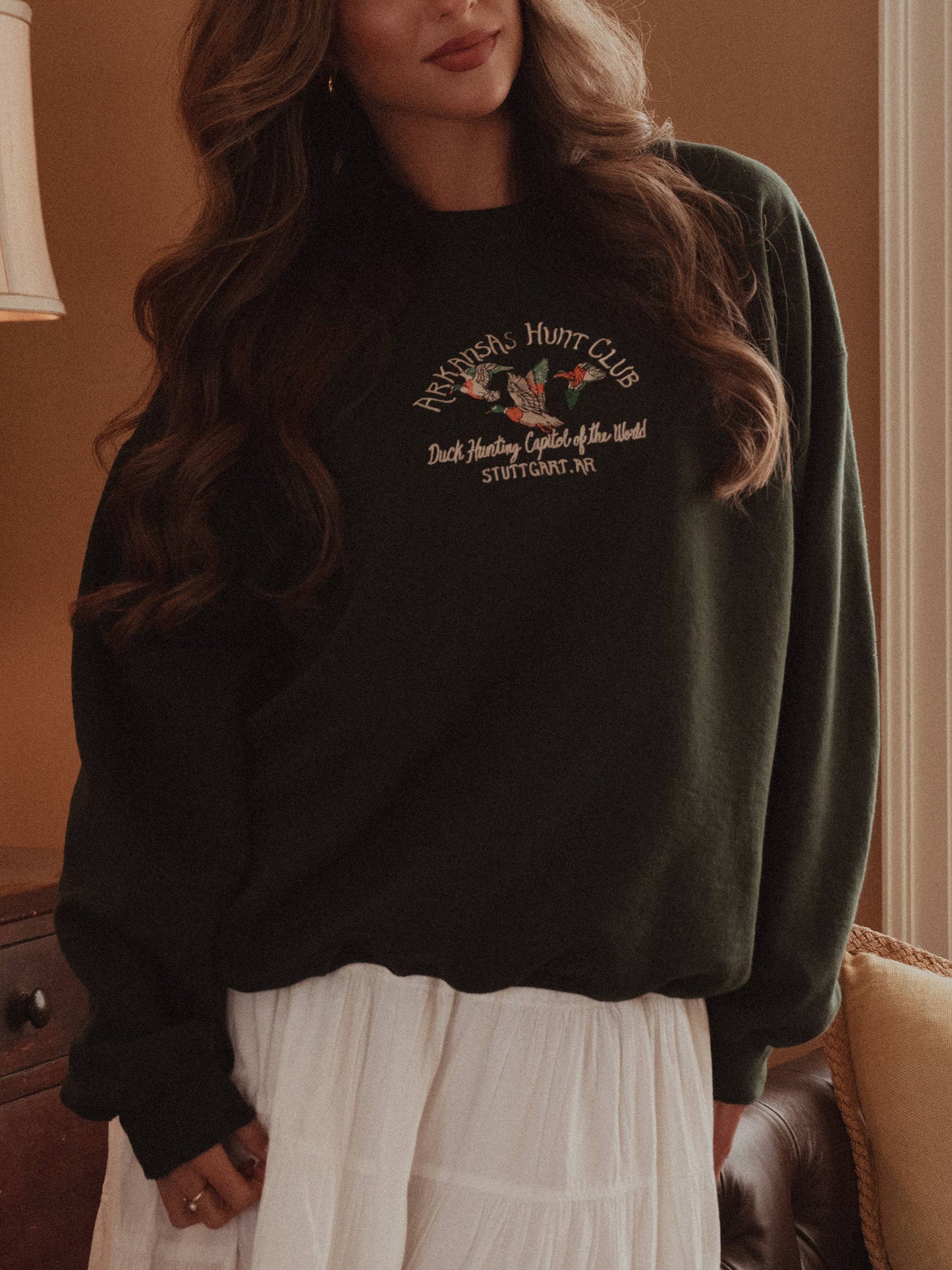 Arkansas Hunt Club Forest Green Emb. Thrifted Sweatshirt