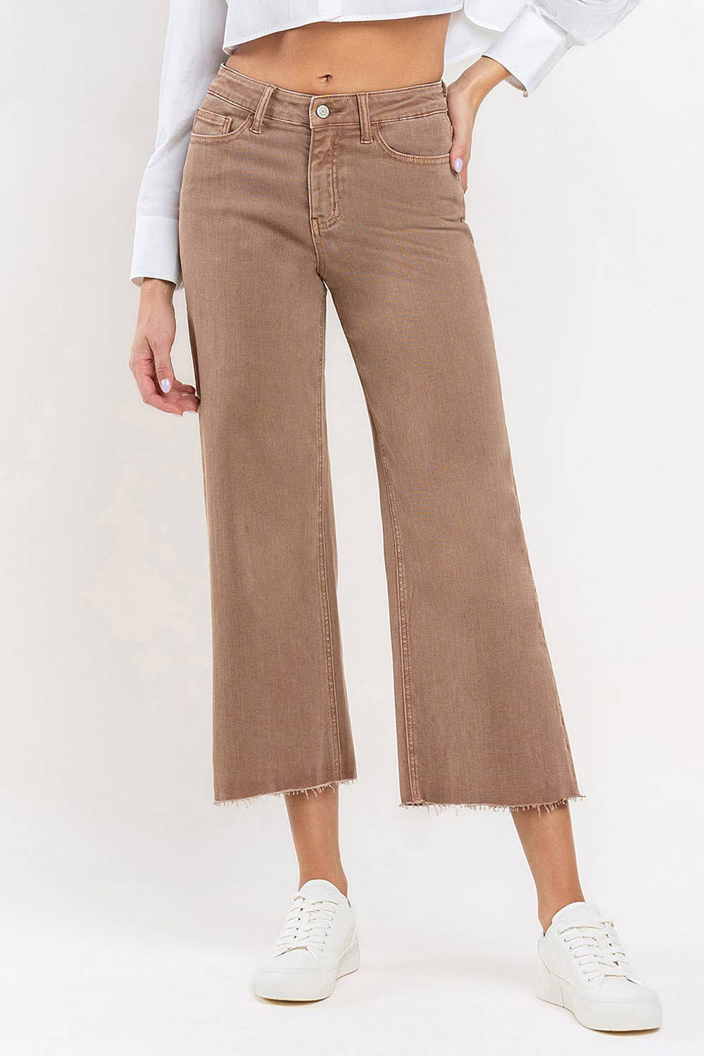 HIGH RISE CROP WIDE LEG JEANS