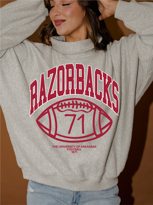 Arkansas Razorbacks Campus Classic Gray Roll Neck Sweatshirt